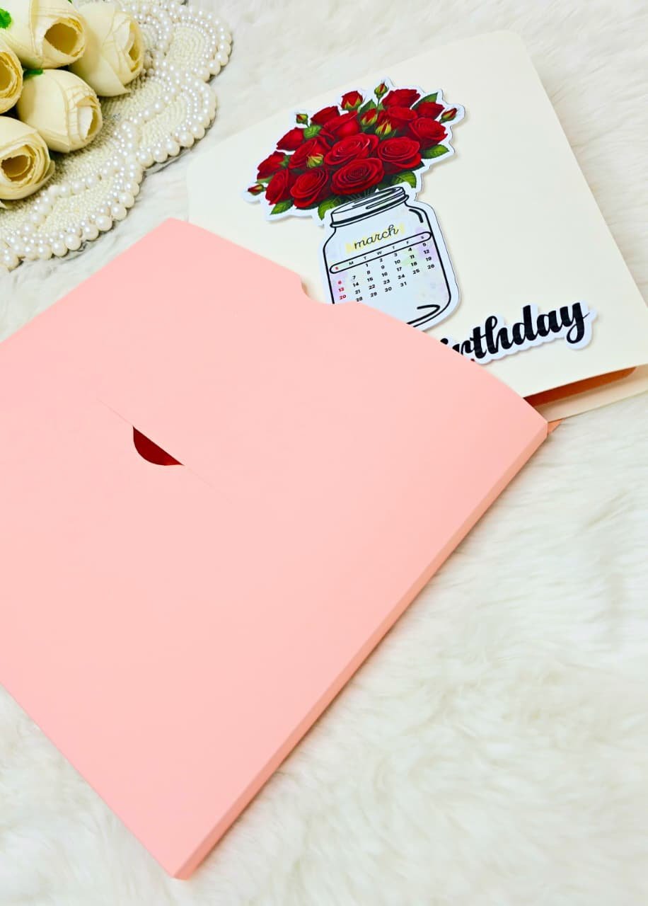 Customized 3D Popup Bithday Greeting Card Envelope For Husband, Wife and Friend Note Card (1pc) with Photo