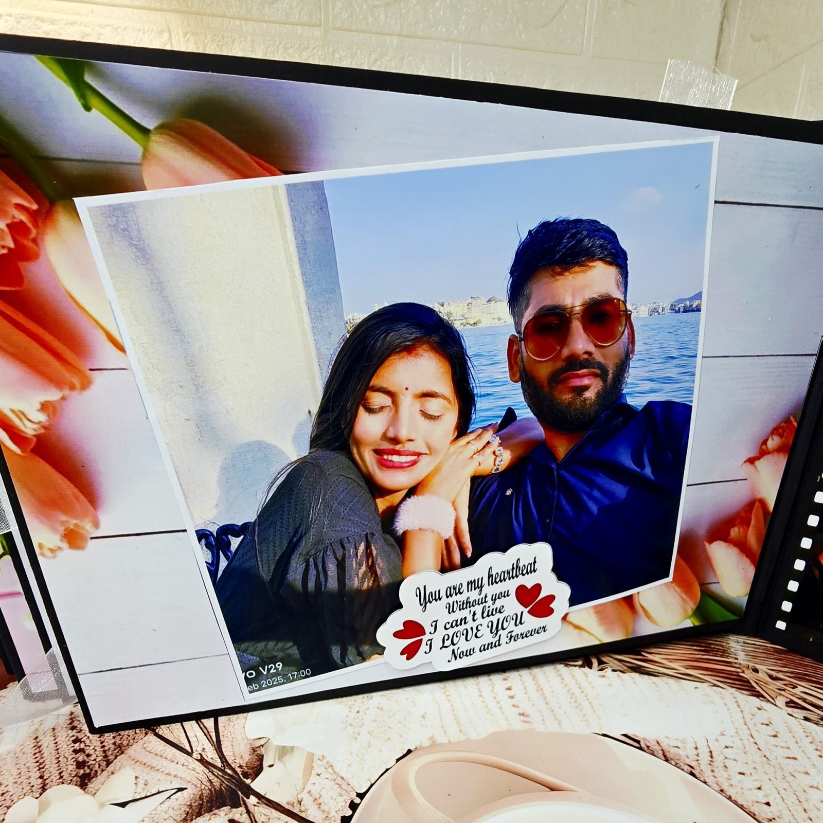 Personalised Scrapbook Album Couples Memory Book Gifts for Him Valentine's Anniversary Wedding Birthday Photo Album Couples Scrapbook Creative Surprising Gift for Anyone (Multicoloured)