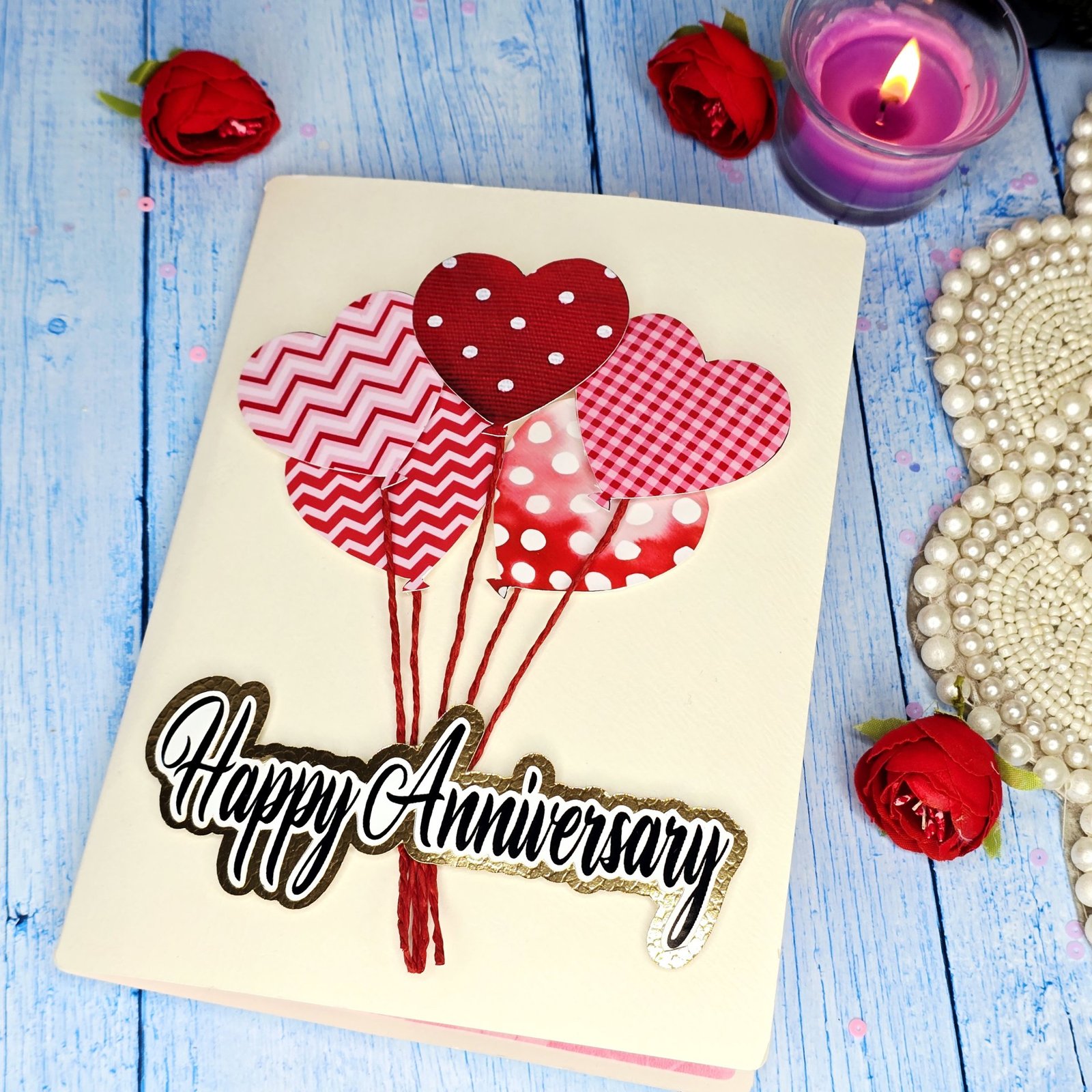 Customized Happy Anniversary Popup 3D Greeting Card With Envelope For Husband, Wife and Friend Note Card (1pc) with Photo (12 Photos)