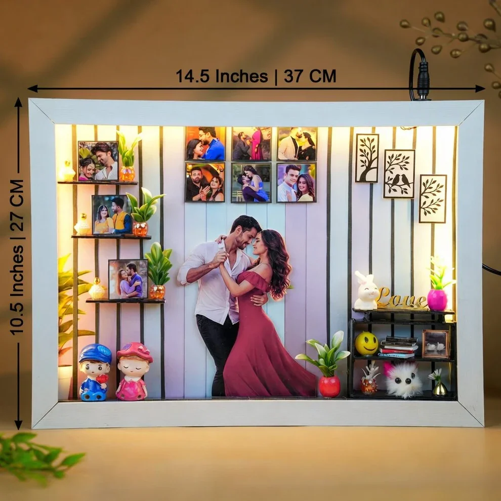 Personalised 3D LED Photo Frame with 10 Photos