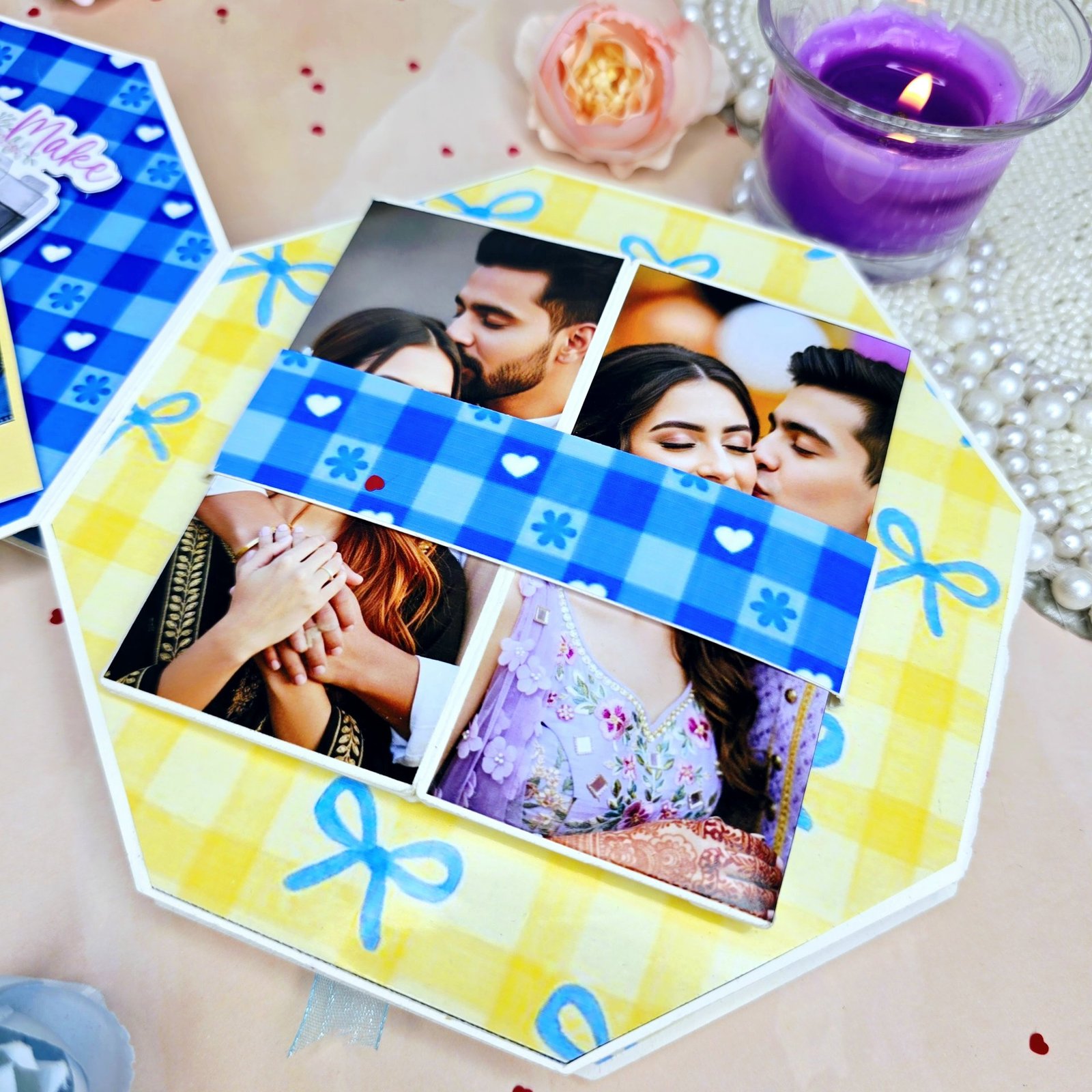 Customized Octagonal Scrapbook Birthday, Anniversary, Valentine’s Day & Wedding Gift for Husband, Wife, Boyfriend & Girlfriend | Surprise Love Gift With 20 Photos