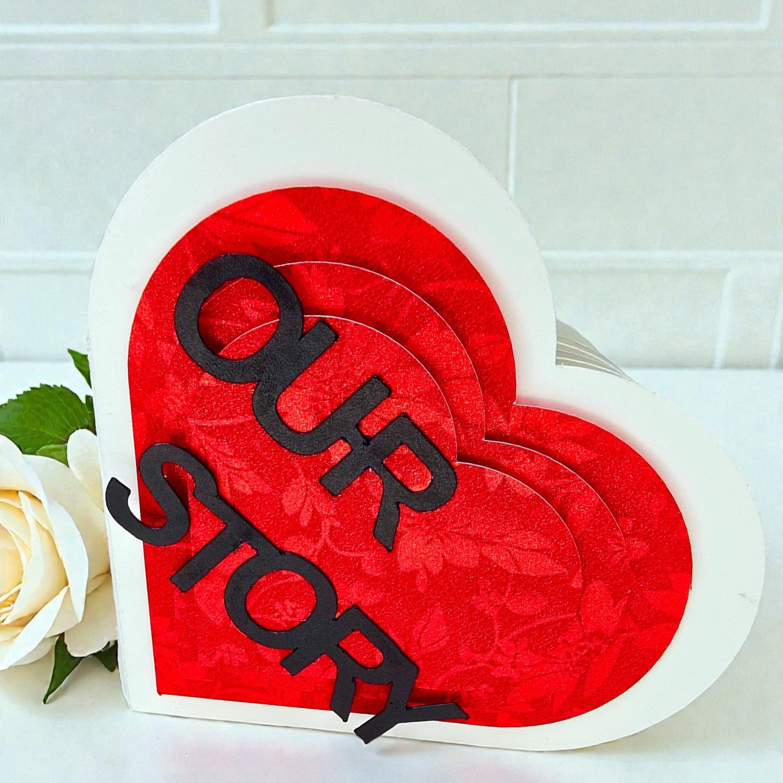 Mini Scrapbook Budget Friendly Cute Handmade Scrapbook | Personalized Photo Gift for Birthday Anniversary Valentine & Any Occasion | Customizable with 8 Photos(heart shape scrapbook (white))
