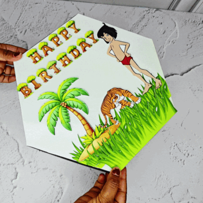 Customized Jungle Theme KitKat Chocolate Explosion Box For Kids | Handmade Surprise Gift for Birthday.