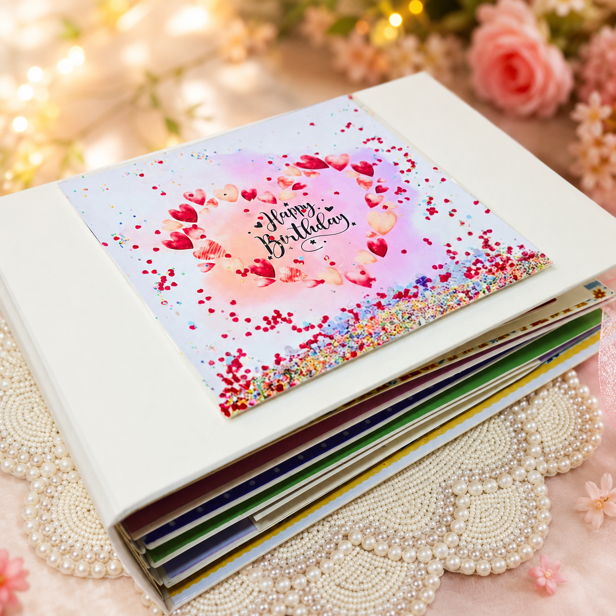 Personalised Scrapbook Album Couples Memory Book Gifts for Him Valentine's Anniversary Wedding Birthday Photo Album Couples Scrapbook Creative Surprising Gift for Anyone (Multicoloured)
