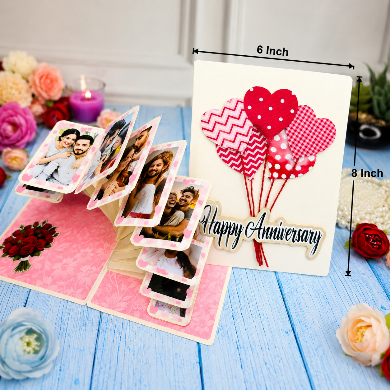 Anniversary Pop-Up Photo Greeting Card With 12 Photo