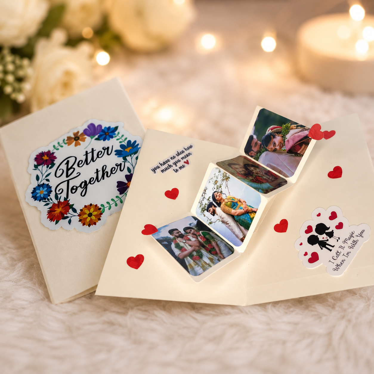 Popup Greeting Card For any occation With 4 Photos