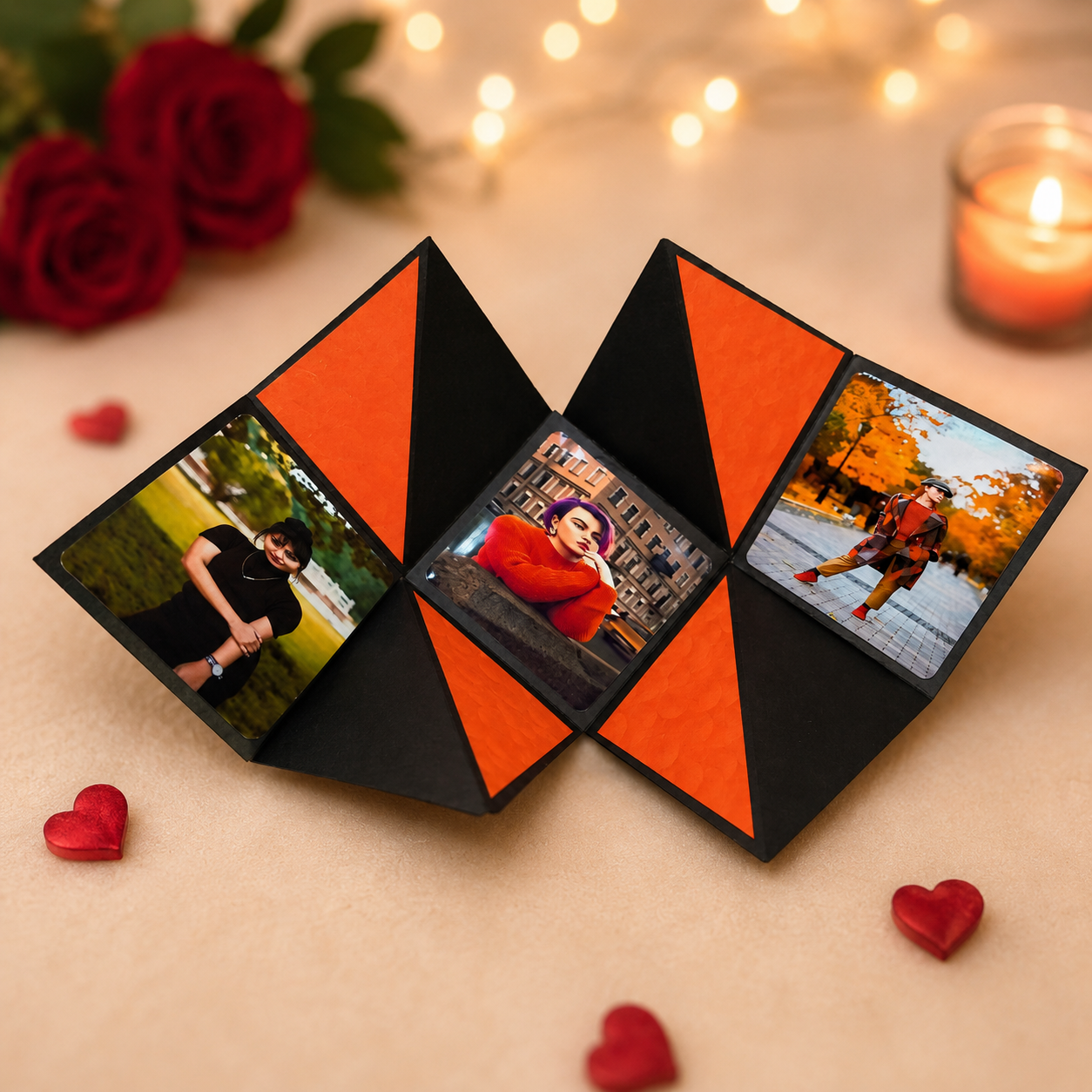 Personalized Love Explosion Gift Box with 3 Photos & 8 Chocolates | Romantic Surprise Gift for Boyfriend, Girlfriend, Husband & Wife