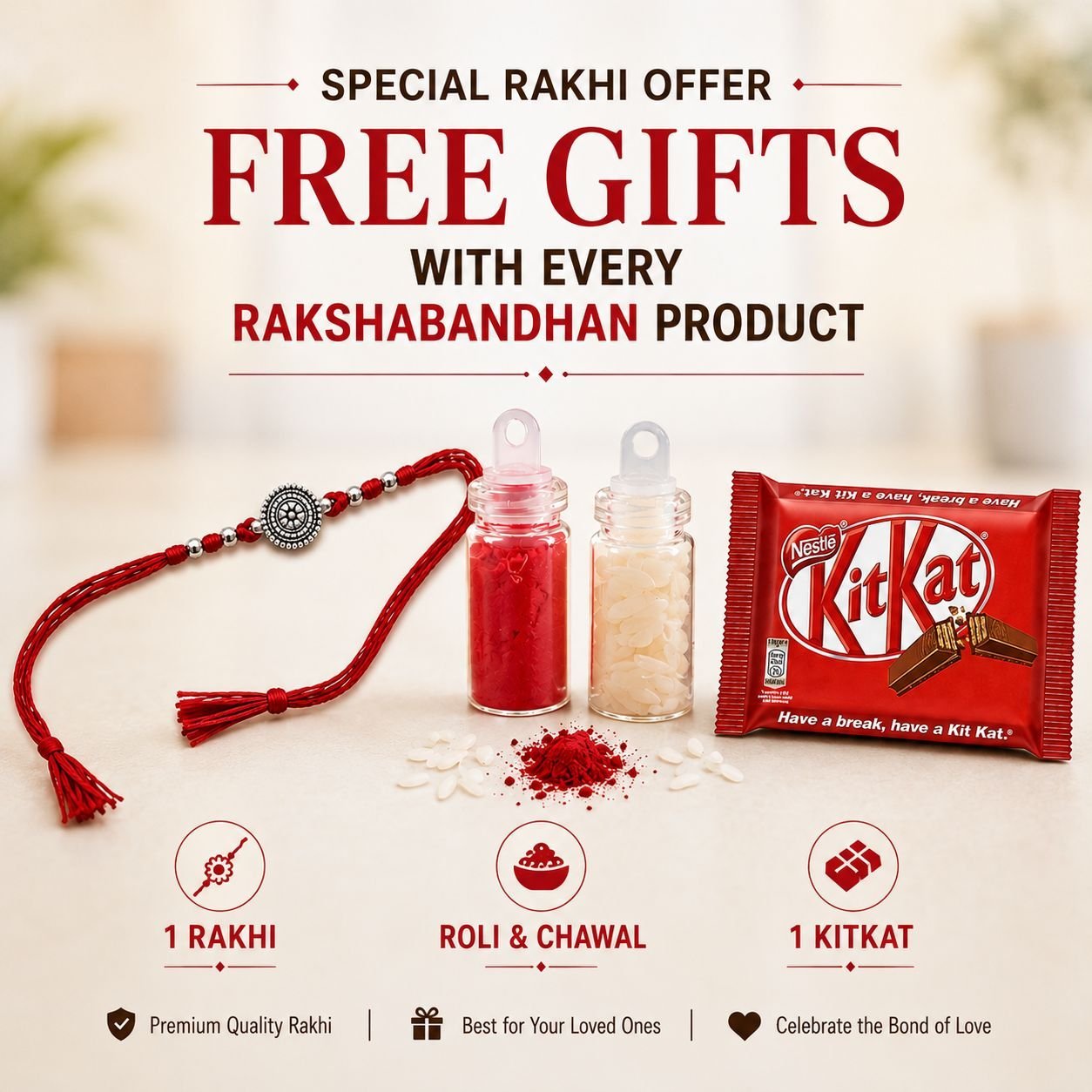 Blue & White Handmade Flower Bouquet – Raksha Bandhan Gift with 1 rakhi, roli chawal and 1 chocolate