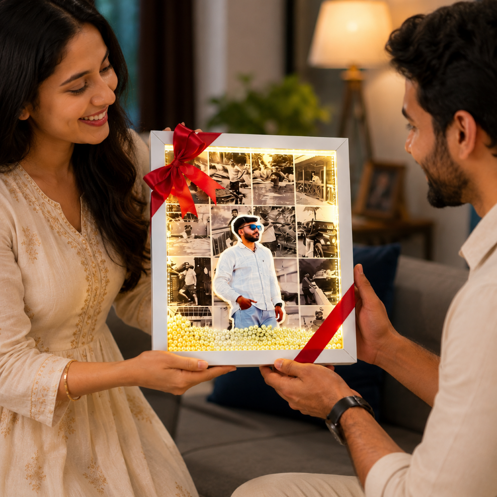 LED Photo Collage Pearl Frame | Size 10.5X14.5 Inch