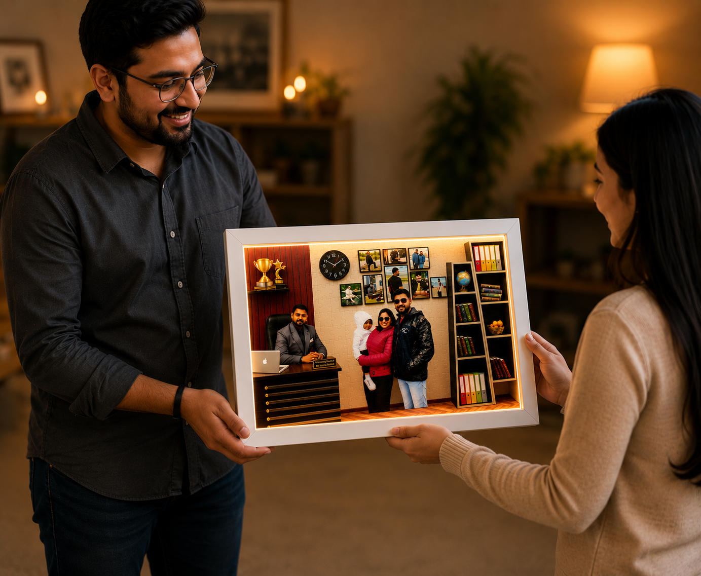 Personalized 3D Miniature Office Scene Frame