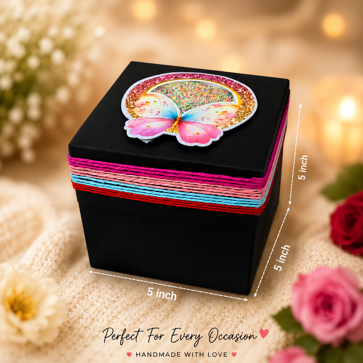 Explosive Gift Box, Birthday Gift, Wedding gift, Valentine Love Gift for your wife/husband, fiance, boyfriend With 10 Chocolate Each 10 RS (1 Kitkat Bunch With ROSES)